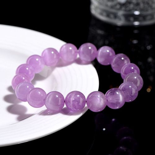 Natural purple lithium feldspar bracelet. High-quality lavender-colored crystal queen.