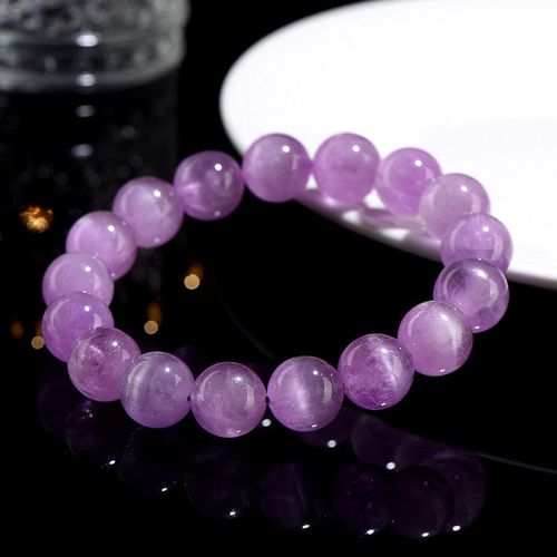 Natural purple lithium feldspar bracelet. High-quality lavender-colored crystal queen.