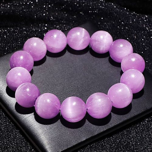 Natural purple lithium feldspar bracelet. High-quality lavender-colored crystal queen.