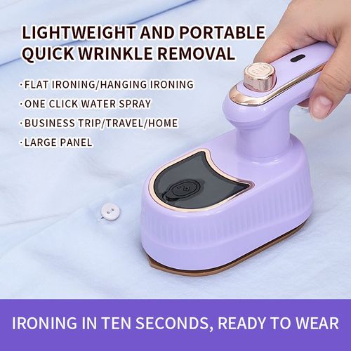 Travel Steamer for Clothes, 180° Rotary Garment Iron, 2in1 Dry and Wet Steamers, Portable Handheld Garment Irons, Wrinkle Remover Steamer Iron with Tip, Mini Electric Irons for Travel Home (Purple)