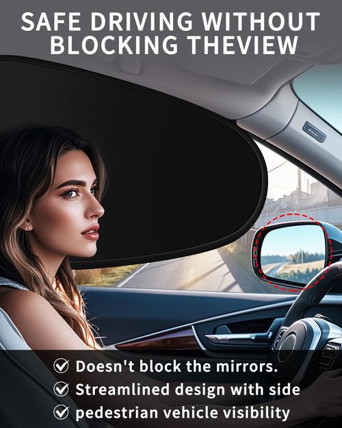 Window sunshade, car sunshade, 100% shading rate, electrostatic suction cup sunshade, universal suitable for car UV protection (4 pieces)