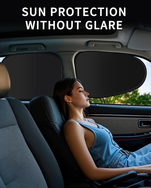 Window sunshade, car sunshade, 100% shading rate, electrostatic suction cup sunshade, universal suitable for car UV protection (4 pieces)