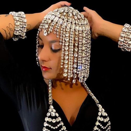 Fashion big drill headwear European and American personality exaggerated rhinestone hair ornament hair chain women's accessories Hair band