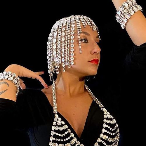 Fashion big drill headwear European and American personality exaggerated rhinestone hair ornament hair chain women's accessories Hair band