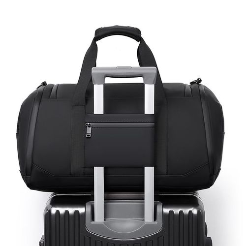 Large-capacity carry-on luggage bag with shoe compartment, dry and wet separation, lightweight and pressure-relieving, hand-held travel bag with retractable handle.