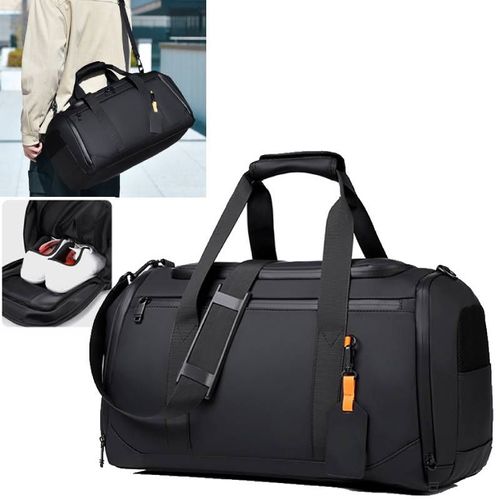 Large-capacity carry-on luggage bag with shoe compartment, dry and wet separation, lightweight and pressure-relieving, hand-held travel bag with retractable handle.