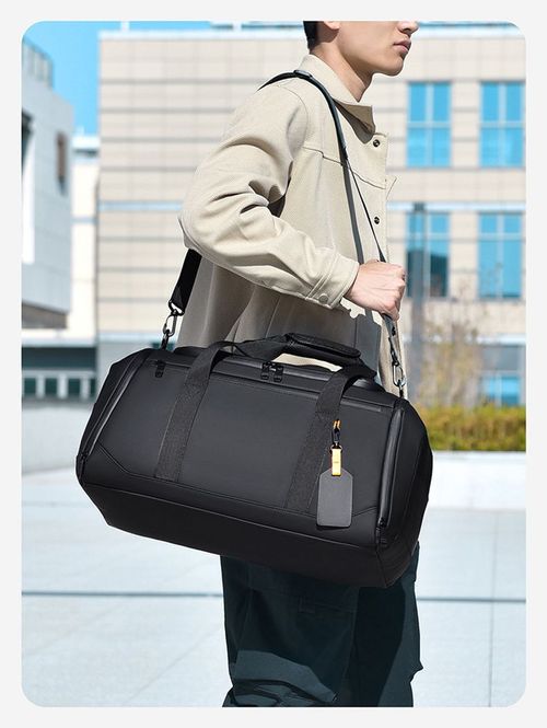 Large-capacity carry-on luggage bag with shoe compartment, dry and wet separation, lightweight and pressure-relieving, hand-held travel bag with retractable handle.