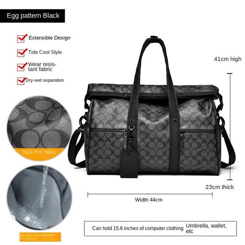 Foldable travel bag - Fashionable business portable fitness bag - Dry and wet separation - Outdoor waterproof travel bag (square, black)