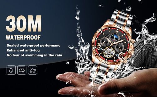 Men's watch - luxurious automatic mechanical skeleton tourbillon luxury top-feeding dress watch - moon phase water-resistant luminous