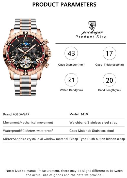 Men's watch - luxurious automatic mechanical skeleton tourbillon luxury top-feeding dress watch - moon phase water-resistant luminous