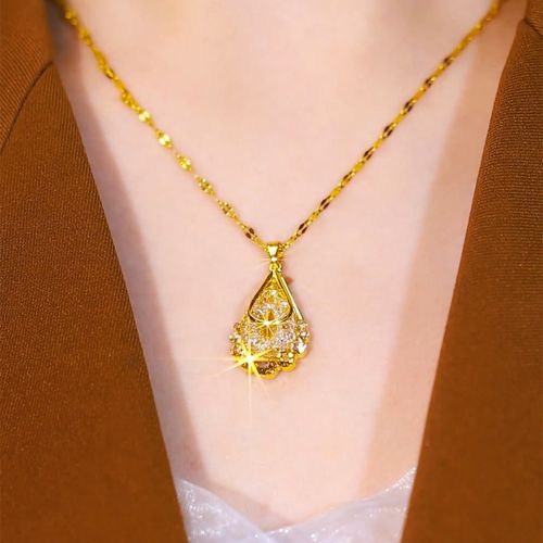 Golden netted peacock tail diamond-studded collar chain necklace - 2025 new style fashionable pendant accessory