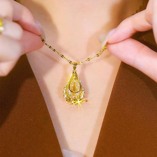 Golden netted peacock tail diamond-studded collar chain necklace - 2025 new style fashionable pendant accessory