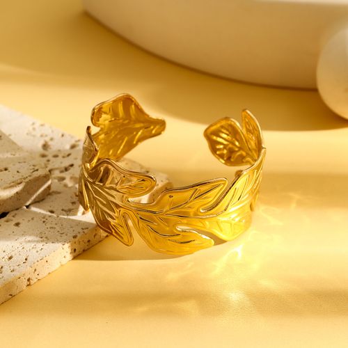 2025 Bestseller - Women's Leaf Design Golden Bracelet - Fashionable Golden Bracelet - Unstructured Open Style Wide-Wrist Sleeve Clasp Necklace - Jewelry Gift（Multiple styles are available for selection.））