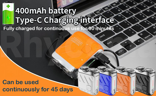 Mini electric razor with portable suitcase design, waterproof men's electric razor, quick charging with long battery life, double-ring magnetic cutter (orange)