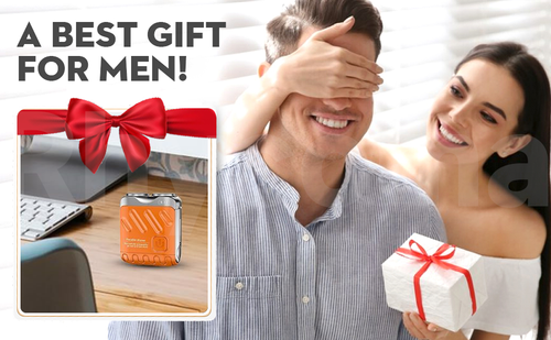 Mini electric razor with portable suitcase design, waterproof men's electric razor, quick charging with long battery life, double-ring magnetic cutter (orange)