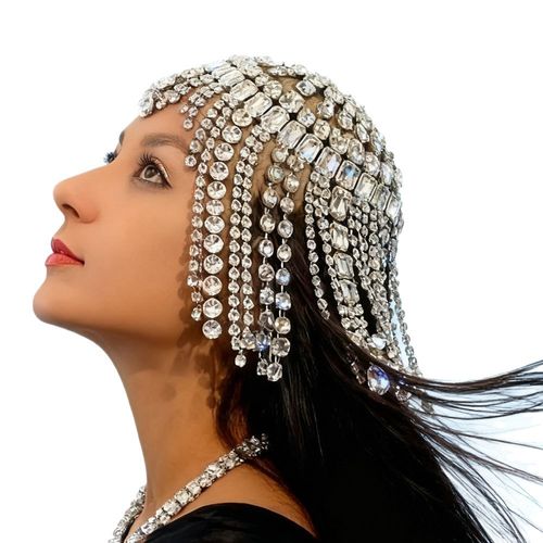 Fashion big drill headwear European and American personality exaggerated rhinestone hair ornament hair chain women's accessories Hair band