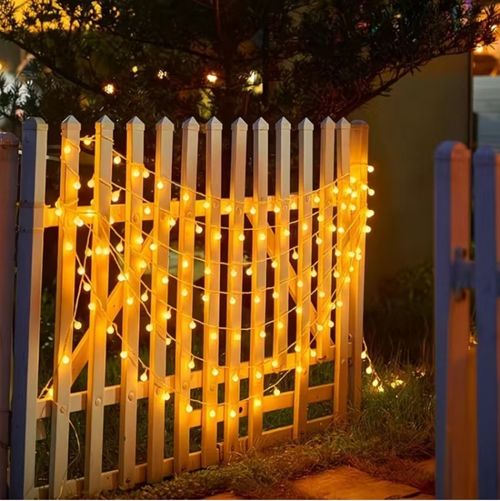 Outdoor solar light string 20FT 30 LED crystal spherical light string solar outdoor light strip with 8 lighting modes, courtyard pendant light suitable for garden, camping, and party decoration warm light