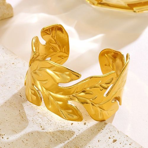 2025 Bestseller - Women's Leaf Design Golden Bracelet - Fashionable Golden Bracelet - Unstructured Open Style Wide-Wrist Sleeve Clasp Necklace - Jewelry Gift（Multiple styles are available for selection.））