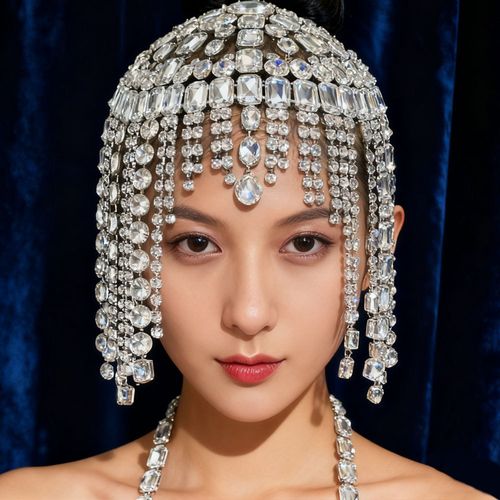 Fashion big drill headwear European and American personality exaggerated rhinestone hair ornament hair chain women's accessories Hair band