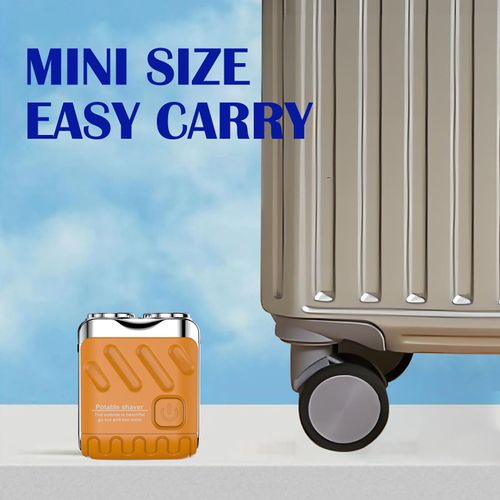 Mini electric razor with portable suitcase design, waterproof men's electric razor, quick charging with long battery life, double-ring magnetic cutter (orange)
