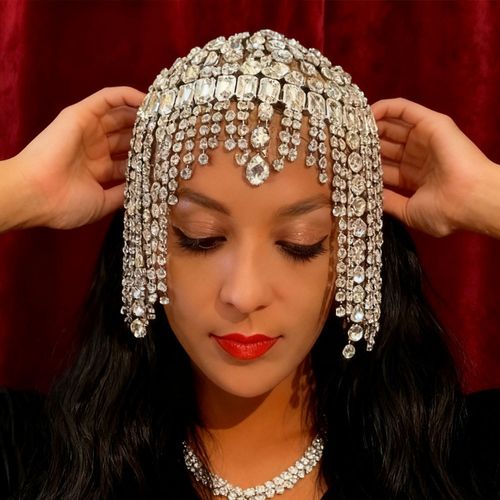 Fashion big drill headwear European and American personality exaggerated rhinestone hair ornament hair chain women's accessories Hair band