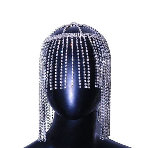 Tassel large waterdrop diamond hat accessory, crystal hair chain jewelry, dance party and wedding hair decoration