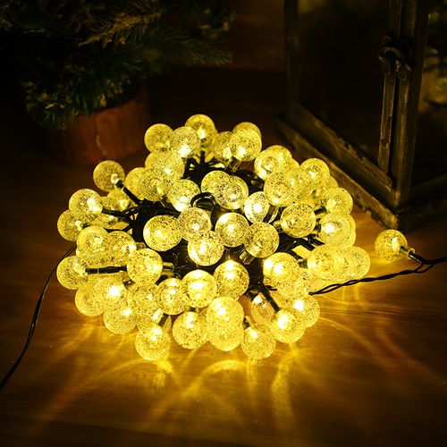 Outdoor solar light string 20FT 30 LED crystal spherical light string solar outdoor light strip with 8 lighting modes, courtyard pendant light suitable for garden, camping, and party decoration warm light