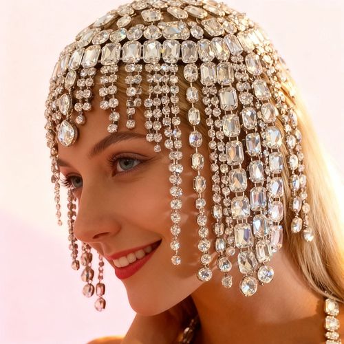 Fashion big drill headwear European and American personality exaggerated rhinestone hair ornament hair chain women's accessories Hair band