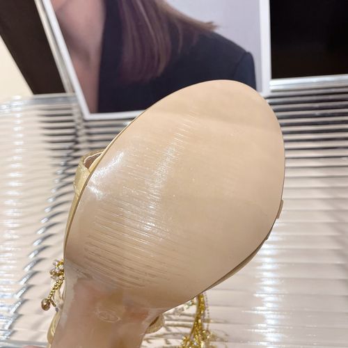 Golden Shoes Fashion Rhinestones Peep Toe Ladies High Heels Crystal Shoes Gladiator Sandals Women Thin Heels Female Footwear(Dinner date, evening banquet)