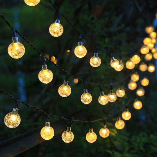 Outdoor solar light string 20FT 30 LED crystal spherical light string solar outdoor light strip with 8 lighting modes, courtyard pendant light suitable for garden, camping, and party decoration warm light