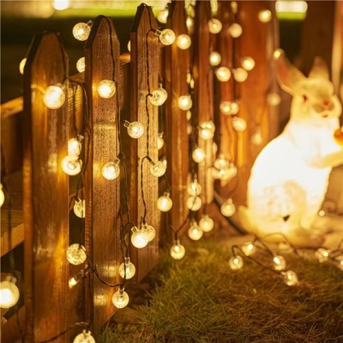 Outdoor solar light string 20FT 30 LED crystal spherical light string solar outdoor light strip with 8 lighting modes, courtyard pendant light suitable for garden, camping, and party decoration warm light