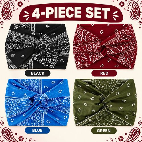 Paisley Twist Headbands | 4-Piece Colour Set