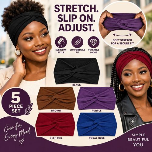 Wide Twist Headbands | 5-Piece Colour Set