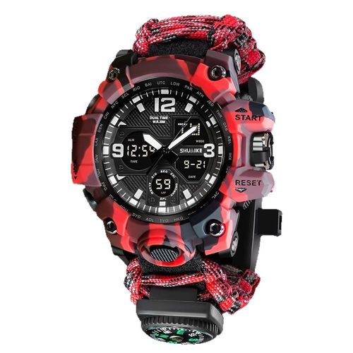 Tactical Sports Watch Military Waterproof Digital Analog Watch Men Outdoor Chronograph LED Watch with Gift Box Extra Strap 4 Colors