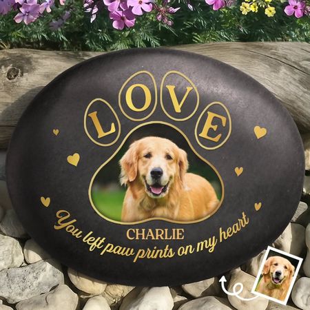 Custom Photo Printed Rock - Personalized Pet Memorial Gifts For Dogs, Cats - Forever In Our Hearts