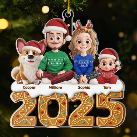Custom Acrylic Ornament - Personalized Christmas Birthday Gifts For Family, Dog Cat Lovers - Gingerbread Dreams, Family Themes