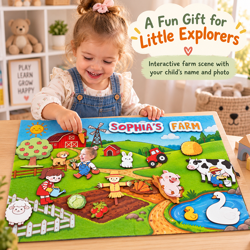 Personalized felt activity board with custom name and child photo