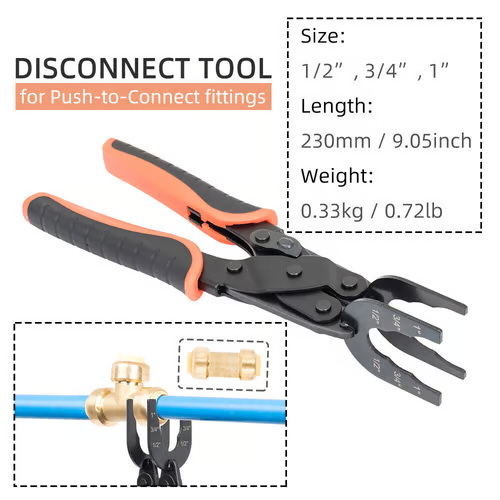 Disconnect Pliers - For Removing Brass Push-In, Push-In Connections