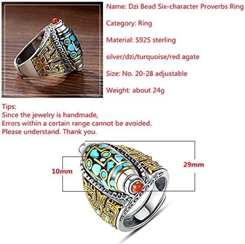 S925 Sterling Silver Rotating Ring For Man Women,Tibetan Buddhist Prayer Wheel Ring