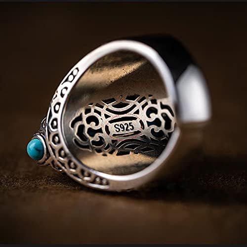 S925 Sterling Silver Rotating Ring For Man Women,Tibetan Buddhist Prayer Wheel Ring