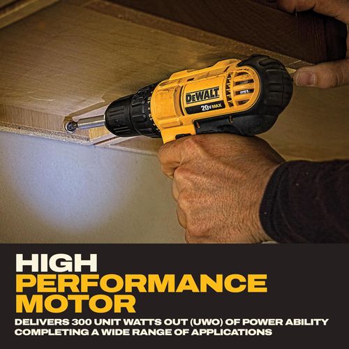 DEWALT 20V Max Cordless Drill Driver Set, 2 Speed, High Performance Motor, Includes 2 XR 1.3Ah Li-Ion Batteries, Charger and Contractor Bag (DCD771C2) DEWALT 20V Max