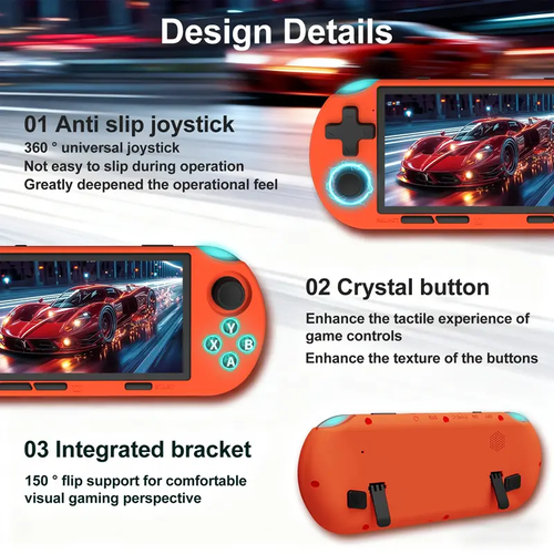 GAMINJA ANS16 Portable Handheld Gaming Console with 4.5 Inch IPS Screen, Handheld Size Portable Retro Video Games RGB Lights, Portable Gaming System, 14 Emulators Including Ps1 Gba Sfc, Rechargeable Portable Console, Handheld Game Consoles GAMINJA ANS16