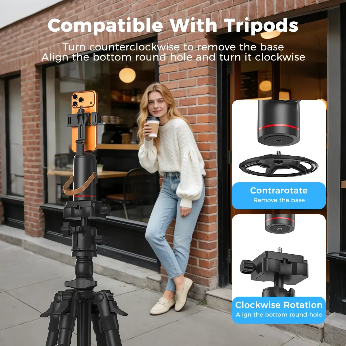 免费运送 Auto Face Tracking Tripod for Smartphones & Cellphones - Gesture Control, 360-Degree Camera Mount Selfie Accessories, Smart Shooting Phone Mount, Smartphone Camera Accessories for Vlogging, Live Streaming