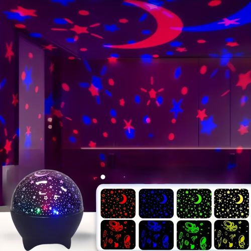Star Projector Night Light, Rotating Galaxy Starry Sky Lamp for Kids Bedroom, Colorful LED Moon Star Projector, USB Powered, Perfect for Party, Birthday & Room Decor