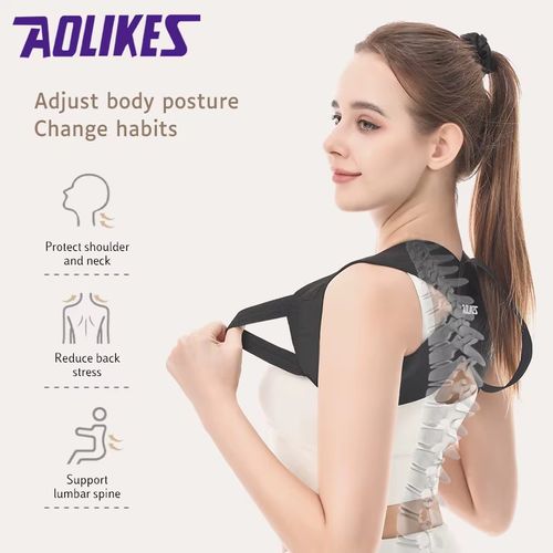 Aolikes 3116 Black High Elasticity Traction Shoulder Straps Posture Correctors Upper Back Support