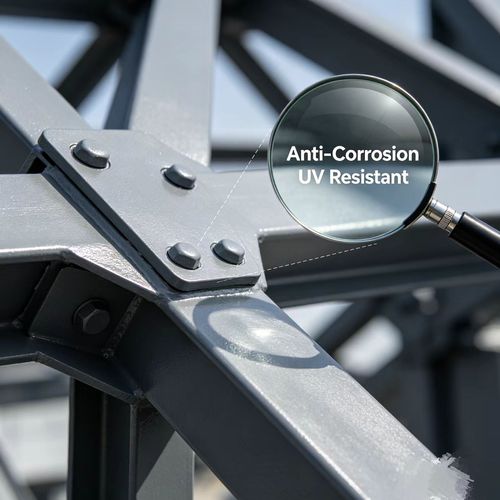 Widely used in Ghana: factory building, steel structure warehouse, storage shelf, photovoltaic bracket, metal guardrail, iron pipe and outdoor steel facilities.
