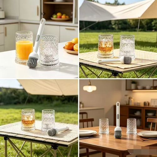 Glowing Spinning Whiskey Glass Cup Set + Free Electric Cleaning Brush, LED Luminous Base Embossed Tumbler, Kitchen Dish Scrubber Cleaner Brush, Home Bar Party Drinking Cup Gift Bundle Limited Promo