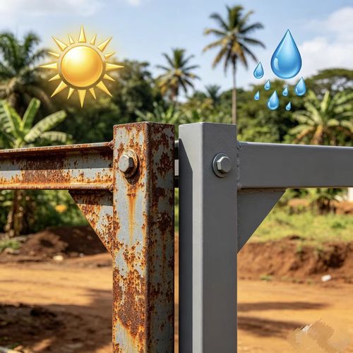 Widely used in Ghana: factory building, steel structure warehouse, storage shelf, photovoltaic bracket, metal guardrail, iron pipe and outdoor steel facilities.