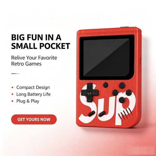 Built-in classic games, rechargeable, great for kids entertainment.