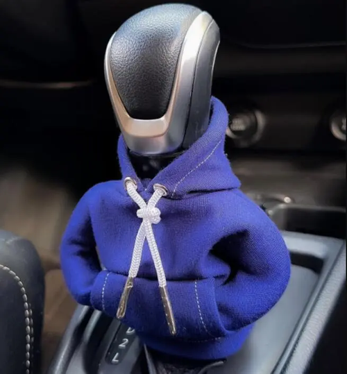 SANN Gear Shift Hoodie, Gear Shift Cover,  Mini Hoodie for Car Shifter（Black + blue 2-piece suit）